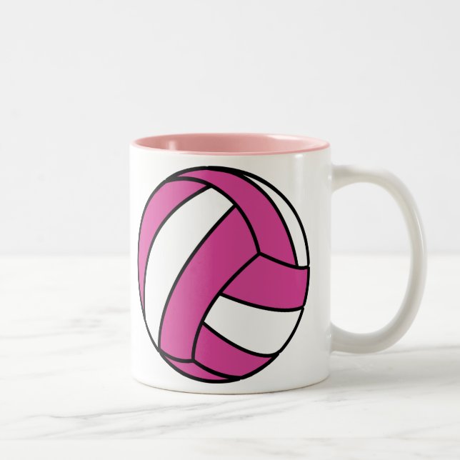 Pink Volleyball Two-Tone Coffee Mug (Right)