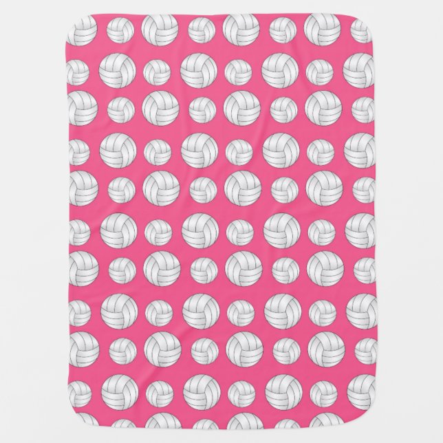 Pink volleyballs pattern baby blanket (Front)