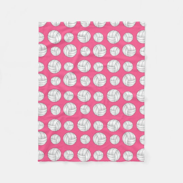 Pink volleyballs pattern fleece blanket (Front)