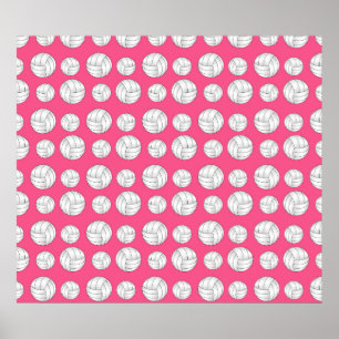 Pink volleyballs pattern poster