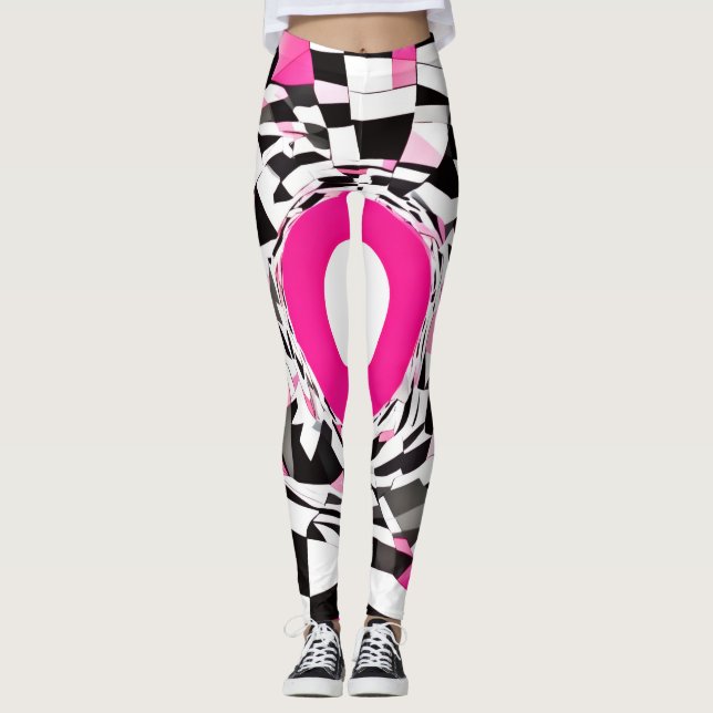 Pink Vortex: A Checkered Descent Leggings (Front)