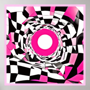 Pink Vortex: A Checkered Descent Poster