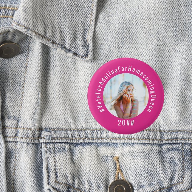 Pink Vote Homecoming Queen Pink HOCO Photo Button (Creator Uploaded)