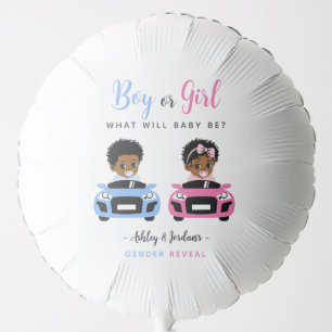 Pink vs Blue Baby Car Race Gender Reveal Balloon