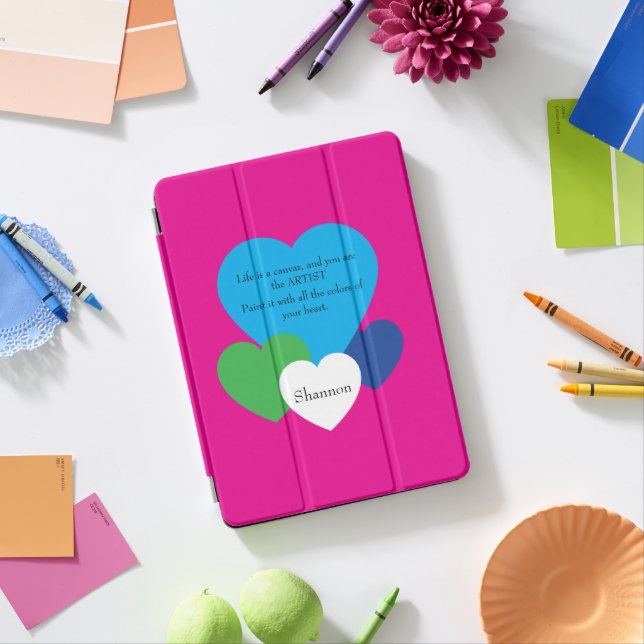 Pink w/ Hearts iPad Pro Cover (Desk)