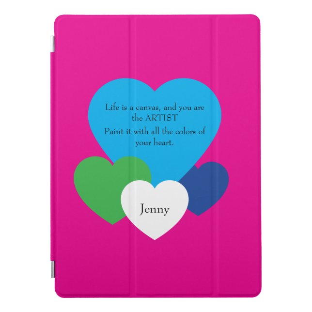Pink w/ Hearts iPad Pro Cover (Front)