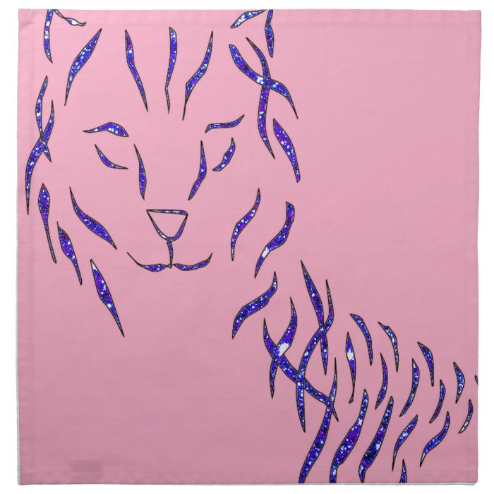 Pink w Purple Sparkle Cat Kitty Girly Girl Stuff Printed Napkin