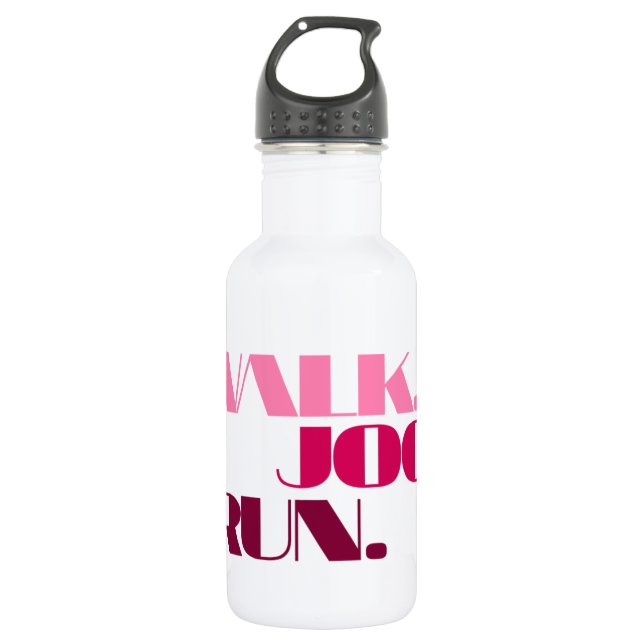 PINK WALK JOG RUN (font CHUNKY) Water Bottle (Front)