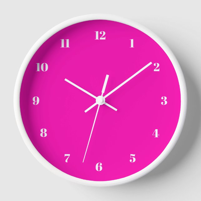 Pink Wall Clock Custom Color Numbers Font and Size (Front)