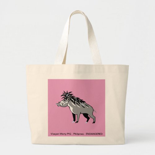 Pink Warty Pig _ Animal lover _ Wildlife _ Nature Large Tote Bag