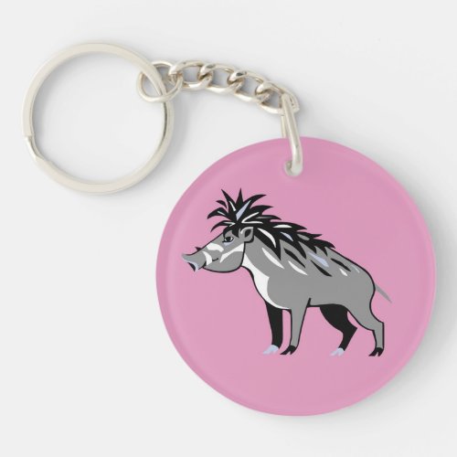 Pink Warty PIG _ Wildlife _Warthog_ Keychain