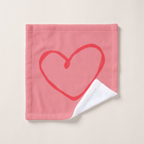 pink wash cloth love heart