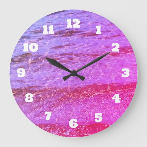 Pink Water Abstract Beach Swimming Pools Pattern Large Clock