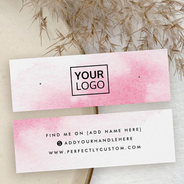 Pink water color logo stud earring display card (Pink water color logo stud earring display card)