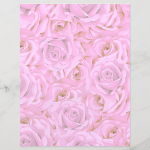 Pink Water Color Roses Strokes Scrapbooking Paper