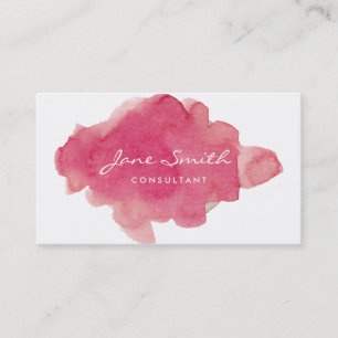 Pink Water Color Splat Business Card