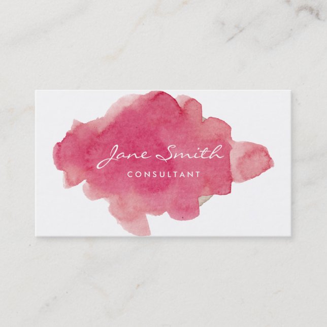 Pink Water Color Splat Business Card (Front)