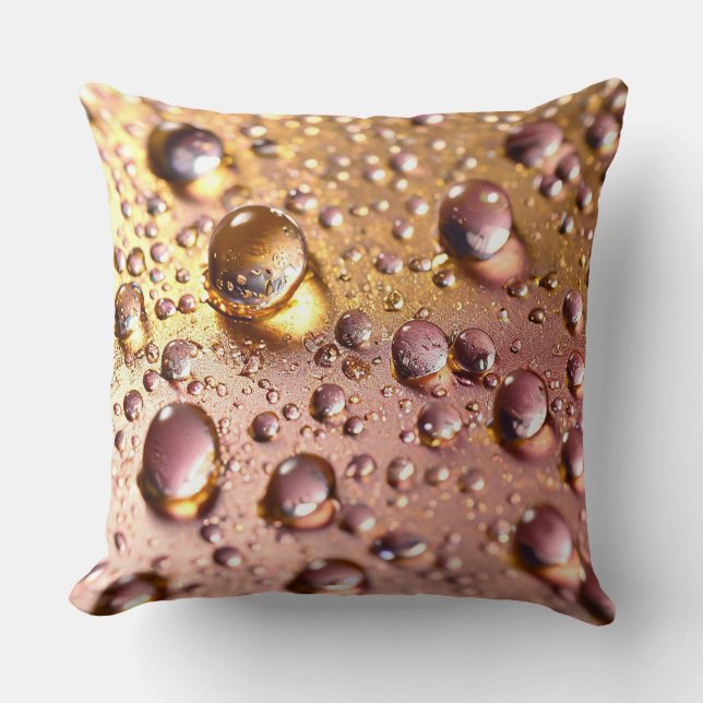 💧 Pink Water Drops Pattern Elegance ✨ Soft Liquid Throw Pillow (Front)