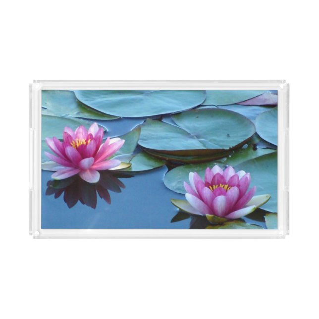 Pink Water Lilies Acrylic Tray (Front)