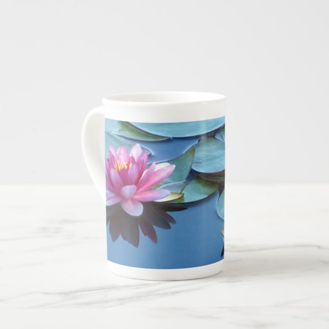 Pink Water Lilies Bone China Mug (Front Left)