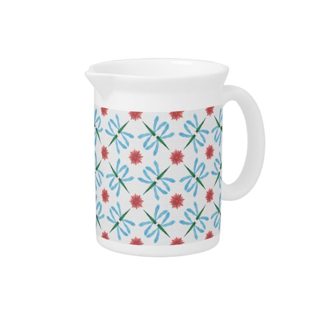 Pink Water Lilies Dragonflies China Pitcher or Jug (Right)