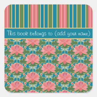 Pink Water Lilies, Dragonflies, Custom Bookplates