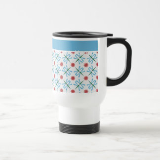 Pink Water Lilies, Dragonflies, Custom Travel Mug