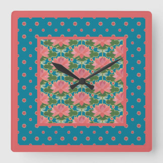 Pink Water Lilies Dragonflies Pendant Wall Clock