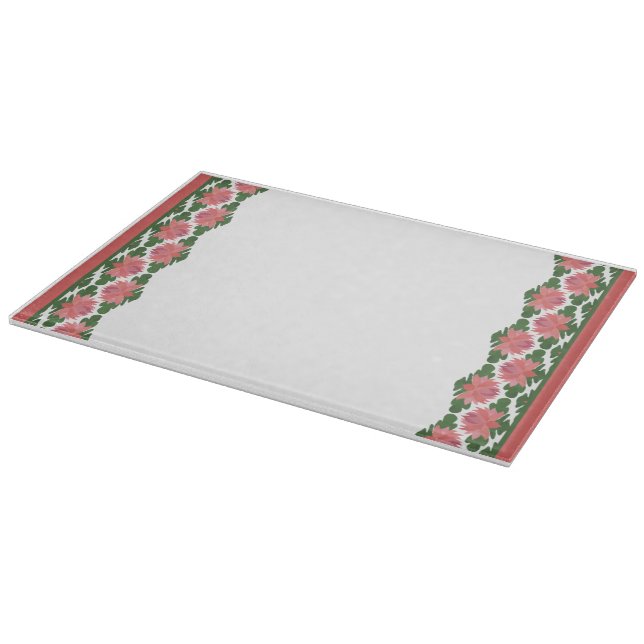 Pink Water Lilies Glass Chopping Board (Corner)