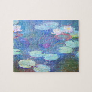 Pink Water Lilies Monet Fine Art Jigsaw Puzzle