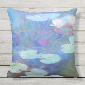 Pink Water Lilies Monet Fine Art Throw Pillow