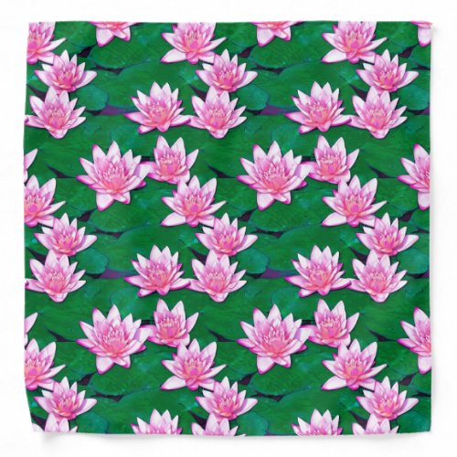 Pink Water Lilies on a Pond Bandana