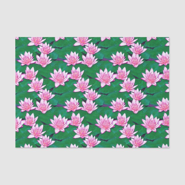 Pink Water Lilies on a Pond Tissue Paper (Front)