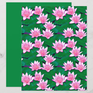Pink Water Lilies on a Pool