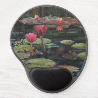 Pink Water Lilies on Dark Green Water Mousepad