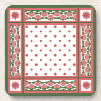 Pink Water Lilies on White Set of Coasters