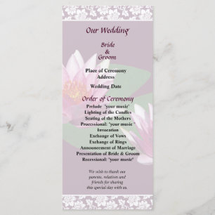 Pink Water Lilies Wedding Program