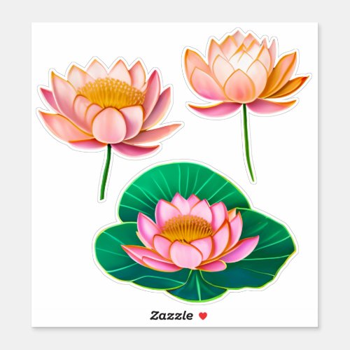Pink Water Lillies  Lotus Flowers Sticker