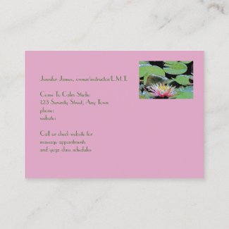 PINK WATER LILY AMONG LILY PADS BUSINESS CARD