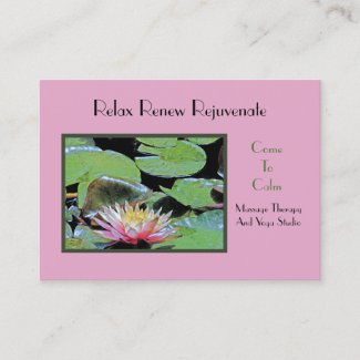 PINK WATER LILY AMONG LILY PADS BUSINESS CARD