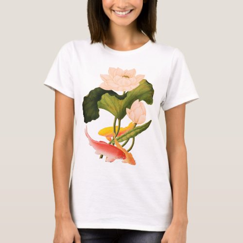 Pink Water Lily and Koi T_Shirt