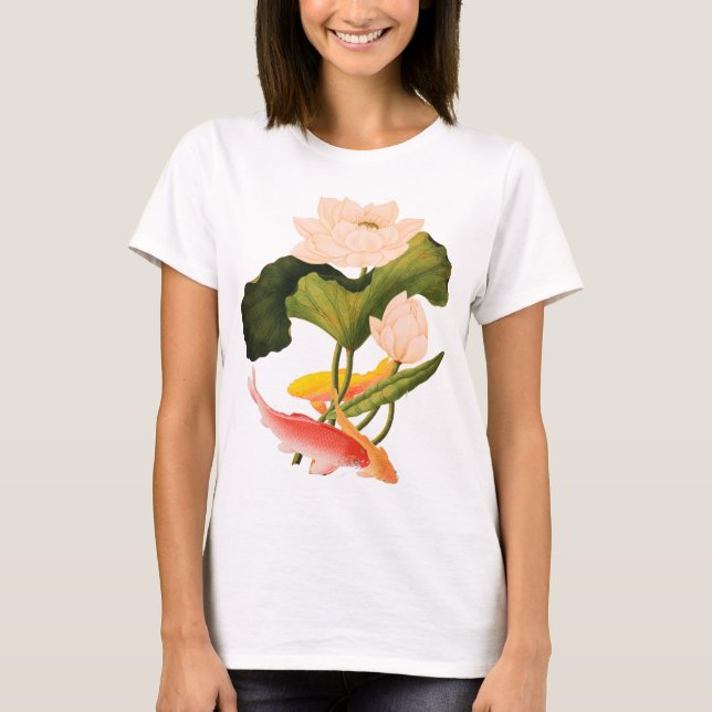 Pink Water Lily and Koi T-Shirt (Front)