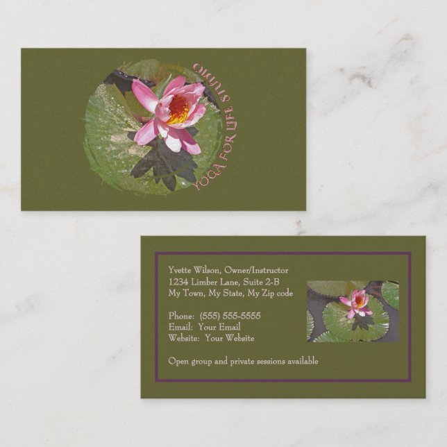 PINK WATER LILY AND LILY PADS/CUSTOMIZABLE BUSINESS CARD (Front/Back)