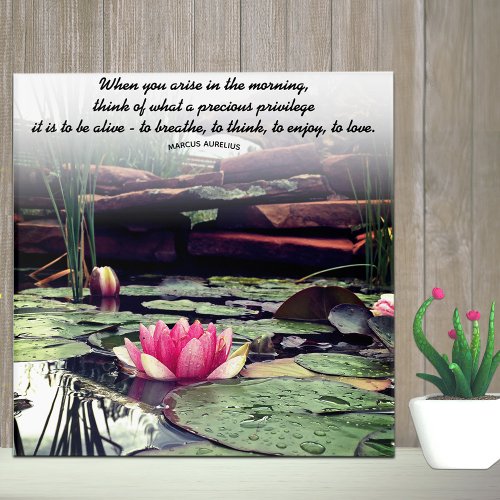 Pink Water Lily and Lily Pads Photo Personalized Acrylic Print