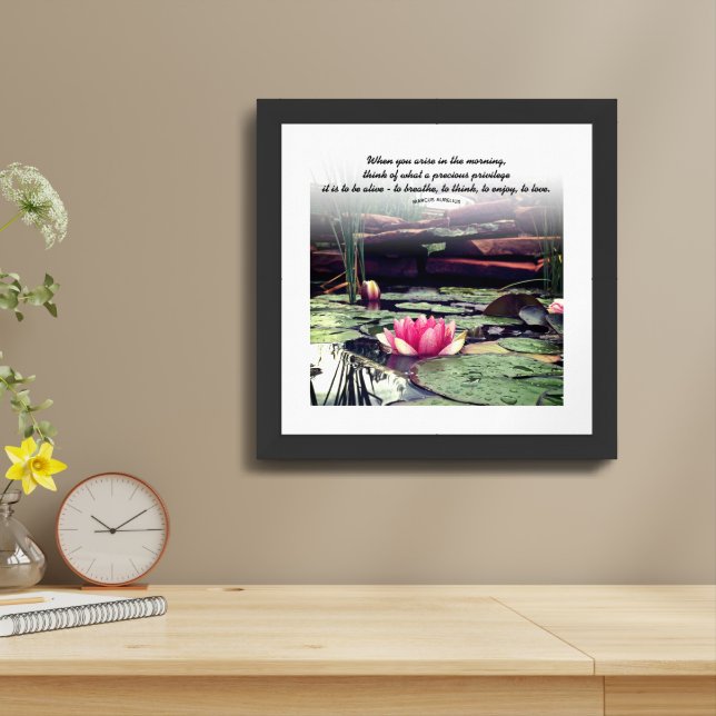Pink Water Lily and Lily Pads Photo Personalized Framed Art (Table Top)