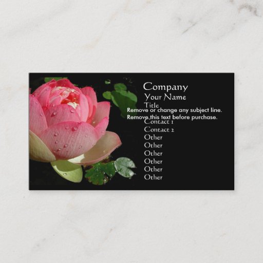 Customizable Pink Water Lily Business Card