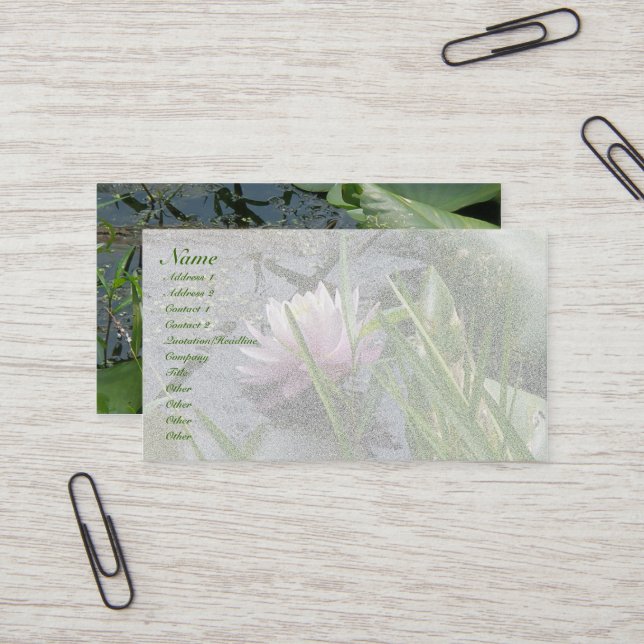 Pink Water Lily Business Card (Front/Back In Situ)
