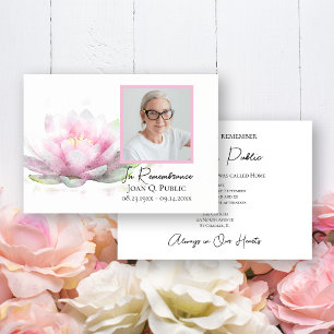 Pink Water Lily Flower Death Anniversary Memorial Invitation