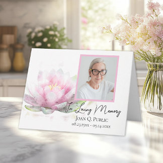 Pink Water Lily Flower Funeral Sympathy Thank You