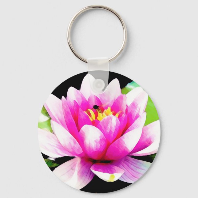 Pink water lily keychain (Front)
